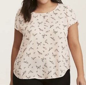 TORRID PINK BIRD PRINT BLOUSE